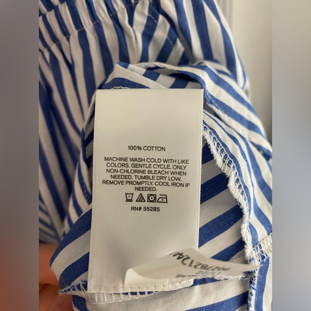 Express Blue & White Striped Ruffle Wrap Spaghetti Strap Cotton Dress NWT XL M - Picture 5 of 9